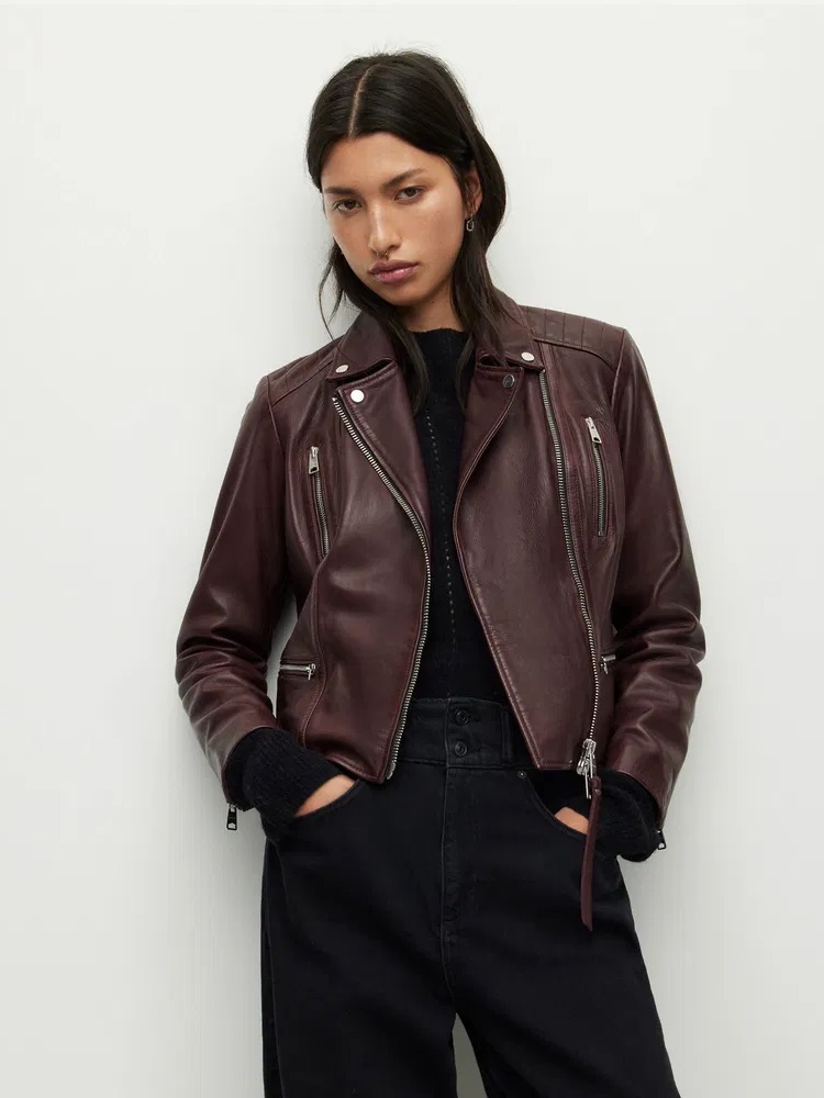 All Saints Women's Oxblood Leather Jacket